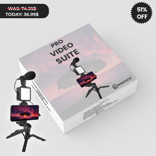 Wishteck™ Pro Video Suite: Tripod, Mic, & LED Light